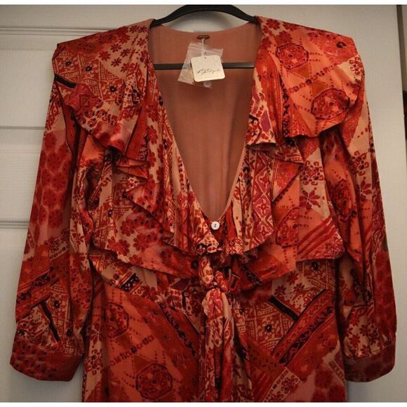 Free People OB1563474 Women's Sz S Primrose Combo Lennon Ruffle Maxi Dress - Picture 5 of 6